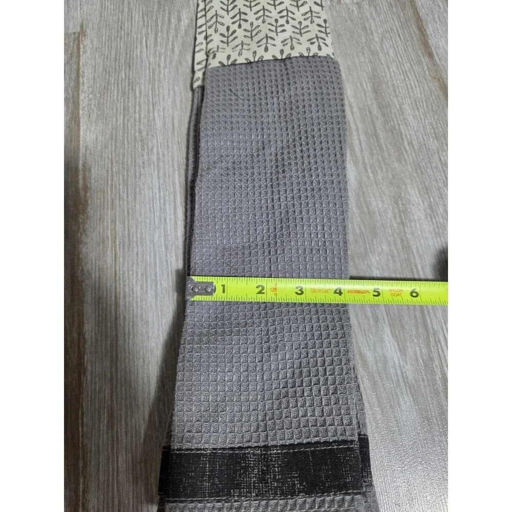 NWT Kitchen Boa Eat Drink Neck Kitchen Towel Gray Cotton Waffle Demdaco